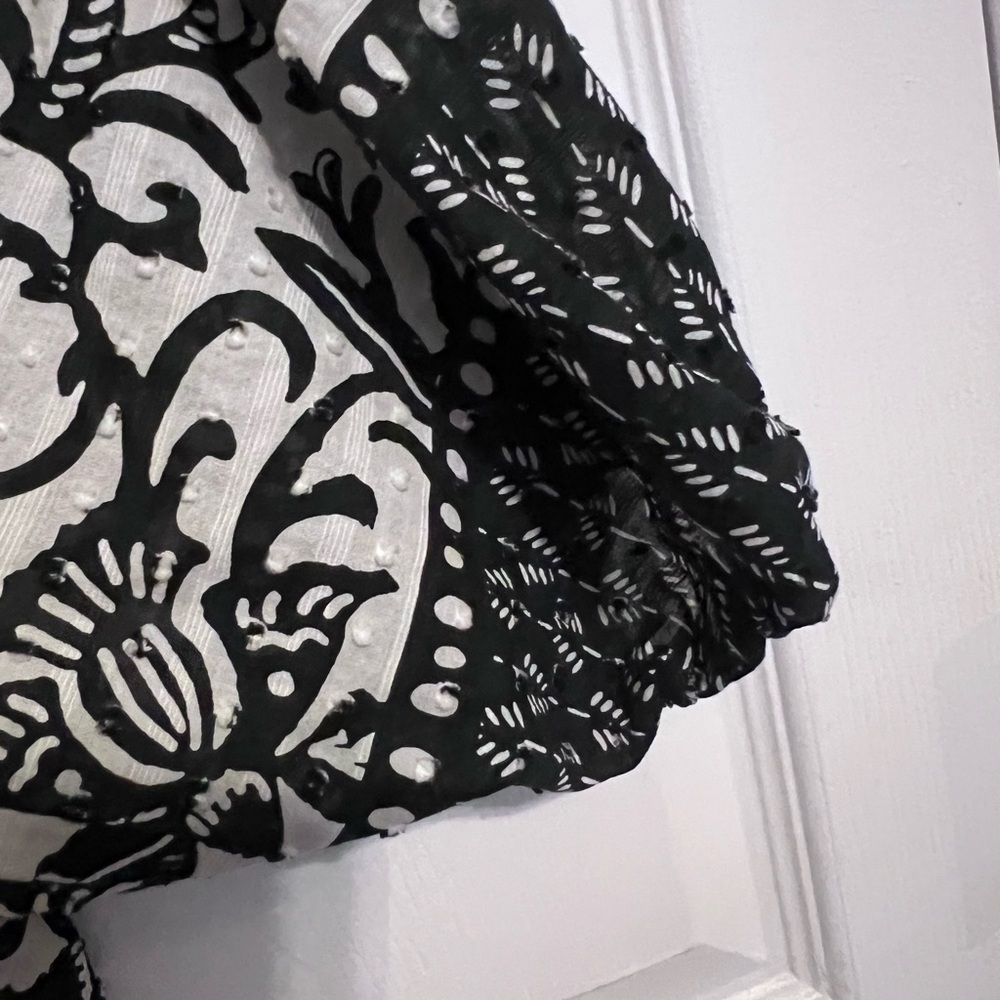 LOFT - Black and White Boho Blouse, Size Small - Picture 6 of 7